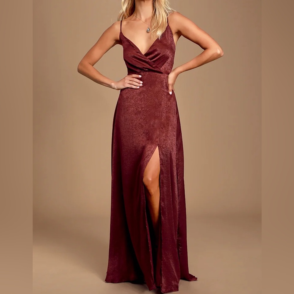 Lulu’s Constantine Burgundy Evening Gown